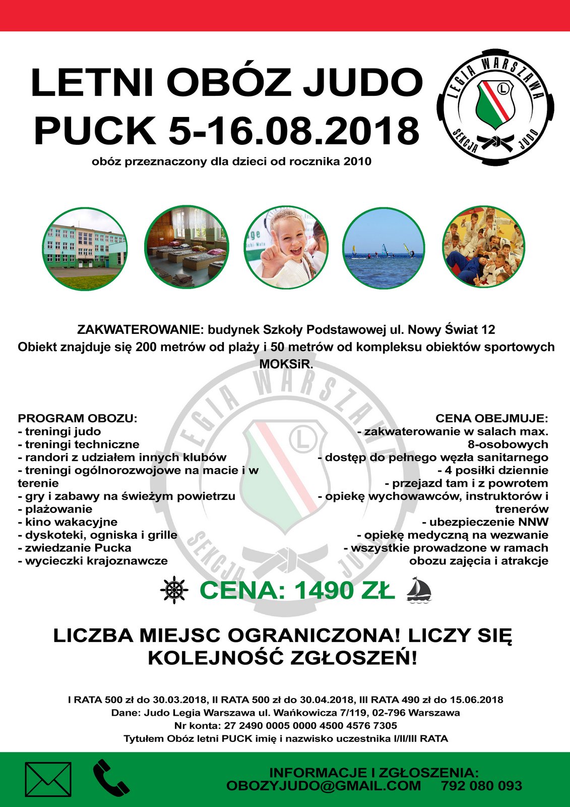 obóz letni judo legia warszawa puck